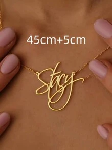 1件定制名字项链，优雅书法吊坠，波西米亚风格，彰显个性，简约DIY个性化名字礼物，适合女性，生日饰品，时尚秋季潮流，复古，简约，休闲，老钱定制，个性化，独特，送给女友、妈妈、家人、朋友、女儿的理想礼物，适合周年纪念日、生日、日常佩戴、舞会、母亲节、情人节、毕业典礼、婚礼等场合，定制时尚文字项链，街头休闲时尚，新年魅力 - 彩色 - 查看 4