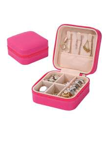 1pc Travel Jewelry Storage Box, Simple Travel And Home Jewelry Storage Box, Portable Earrings, Rings, Bracelets, Jewelry Storage Box, Fashionable Personalized Leather Jewelry Storage Container, Used For Ring, Necklace, Earnail Storage, Perfect Gift For Women, Exquisite And Unforgettable Holiday Gifts For Mother's Day And Valentine's Day, Christmas Gifts