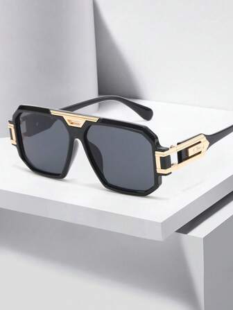 1 par vintage geometriska mönstrade modeglasögon, moderiktiga glasögon för hela säsongen, strandaccessoarer, glasögon, nyanser, gatustil och passar för tröja med tröja och huvtröja, läderbyxor och cargobyxor för sommarstrandsemester, utomhus, resor