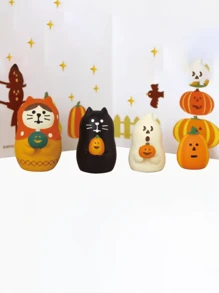 Halloween Decorations - Cute Cat & Pumpkin Desk Decor, Stress Relief Birthday Gift - 1 Item - View 12