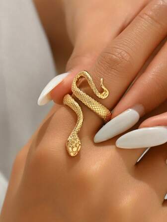 1pc Unique Niche Design Snake Opening Ring, Suitable For Daily Wear By Women