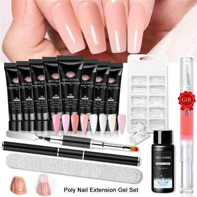 113pcs Poly Nail Gel Kit With Extension Tool Kits, 8pcs 20ml Acrylic Clear Pink Nail Extension Gel, Quick Builder Gel Extension Nail Kit With Nail Form, Nail Brush, Clips, Cleanser Liquids Slip Solution, Prolong Acrylic Nail Extensions Kit Manicure Kits Nail Supplies,Polygel Nail Kit Starter Kit Nail Art Diy Home Salon Gifts For Women Nails