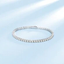 MDFUN 1 件 925 纯银 3 毫米锆石手链弹簧扣欧美时尚首饰适合男女日常佩戴送礼和宴会 - 3mm - 查看 3