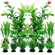Accesorios para pecera, plantas verdes, 10 piezas de decoraciones verdes para pecera, plantas de plástico para decoración de acuario