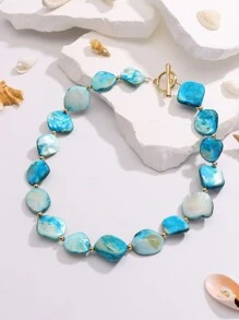 BOCAR 1 件夏日海滩度假天然不对称贝壳串珠项链