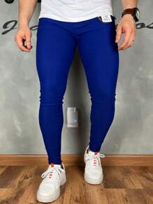 Traditional Plain Black Tailored Trousers 04% Lycra - 寶藍色 - 查看 1