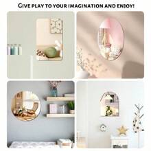 1pc Mirror Wall Stickers, Oval Shaped Mirror Wall Sticker, 2mm Thick Acrylic Material Decorative Mirror, Easy Install Wall Mirror Stickers ,Suitable For Bedroom, Living Room, Bathroom, Kitchen,Stickers,Wall Decal, Vinyl Decal For Home Decorations,Spring Decoration Items Refresh Your Home,Rama Decoration Stickers Wall Decor Room Decor Mirror For Room Bathroom Decor Living Room Decor - Mirror Stickers - View 3