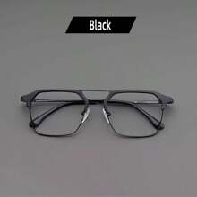 1 par de gafas rectangulares de doble haz sin graduación, de color negro, con montura de metal, adecuadas para todas las estaciones, de moda, con estilo retro, ideales para el trabajo de oficina, las compras, la decoración, el aprendizaje de los estudiantes, la lectura, las reuniones de negocios, los juegos, la protección ocular, las fiestas, los viajes, los deportes, los espectáculos en escena y la conducción.