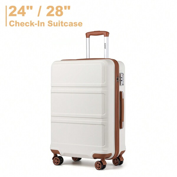 KONO 24/28 Inch Lightweight ABS Fashion Check-In Suitcase With TSA Lock YKK Zipper 4 Double Wheels Trolley Travel Case Ideal For Business Trips Travel Vacations For Men And Women