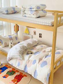 4 件套新学生宿舍床上用品套装，柔软亲肤拉绒，（1 件羽绒被套 + 1 件床笠 + 2 件枕套），360 度包裹，无味，透气，可机洗，适用于卧室、客房、宿舍、儿童房，四季皆宜