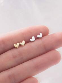 2 对精致迷你心形耳环，适合女孩，生日礼物 - 彩色 - 查看 2