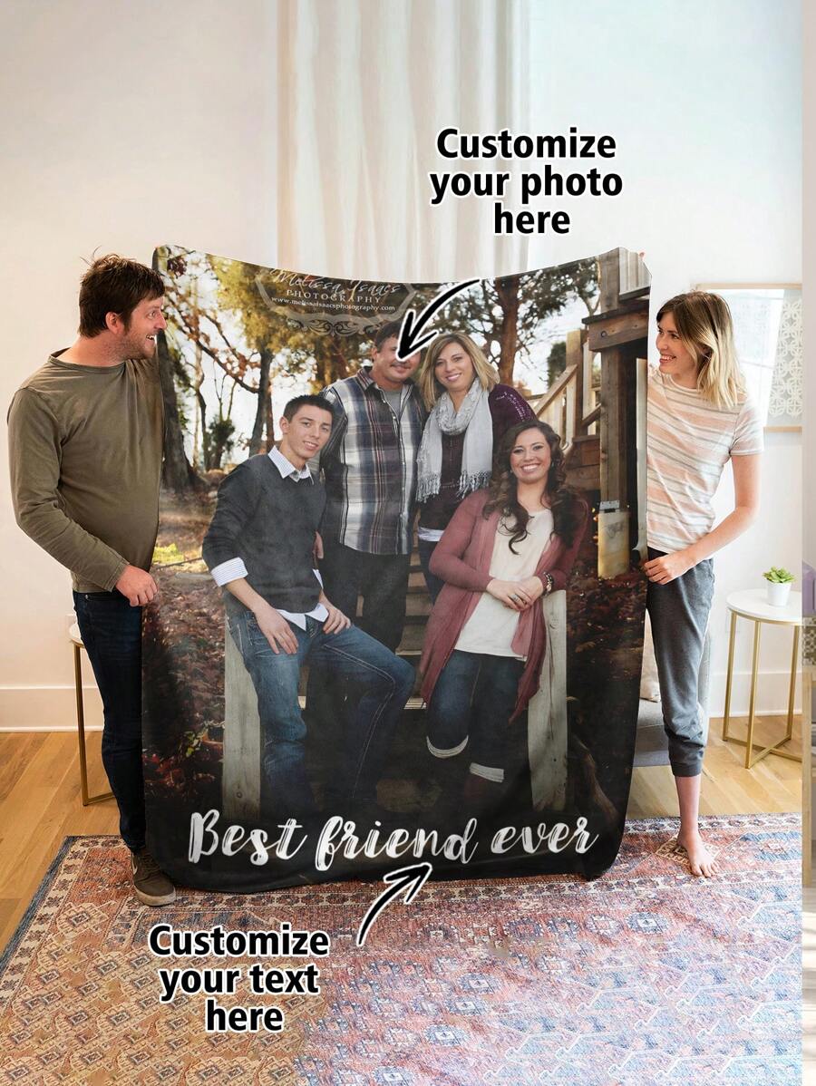 1 件定制文字、照片和法兰绒印花柔软毛毯，适用于卧室、沙发、办公室、户外露营、旅行、情侣节日礼物、情人节、母亲节、生日、周年纪念、毕业典礼、婚礼、父亲节、圣诞节可水洗温暖定制、独特、个性化理想礼物送给男朋友、女朋友、家庭的理想礼物、朋友的理想礼物男朋友、女朋友、朋友沙发、床、汽车、茶室、卧室、客厅、浴室、餐厅 - 彩色 - 查看 1