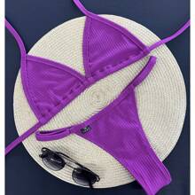 Ribbed And Adjustable Ribbon Bikini - Odalisque - View 1