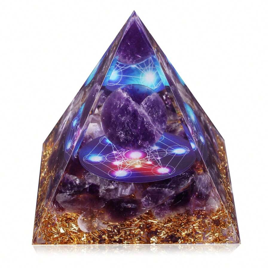 Orgone Pyramid For Positive Energy, Orgonite Healing Crystal Pyramids For Reduce Stress Chakra Reiki Healing Meditation Attracts Lucky And Success - Thạch anh tím-a - Xem 1