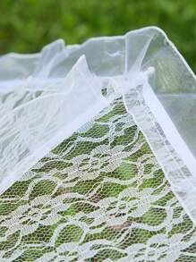 1pc White & Black Western Style Lace Umbrella, Wedding Photography Prop, Suitable For Weddings And Dance Performances