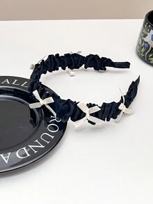 1pc Japanese Style Girl White Princess Satin Flower Hairband With Bowknot And Lace