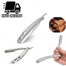 Navalha de Barbear Profissional Aço Inox Navalhete de Acabamento Sobrancelha Barba Barbeiro - Prata - Visão 1