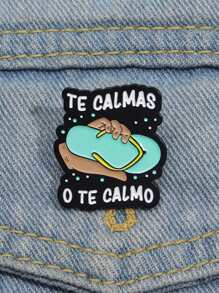 QIHOO 1 pieza Insignia de bolso con collar de esmalte "TE CALMAS O TE CALMO" , regalo de joyería para amigos - Multicolor - Ver 1