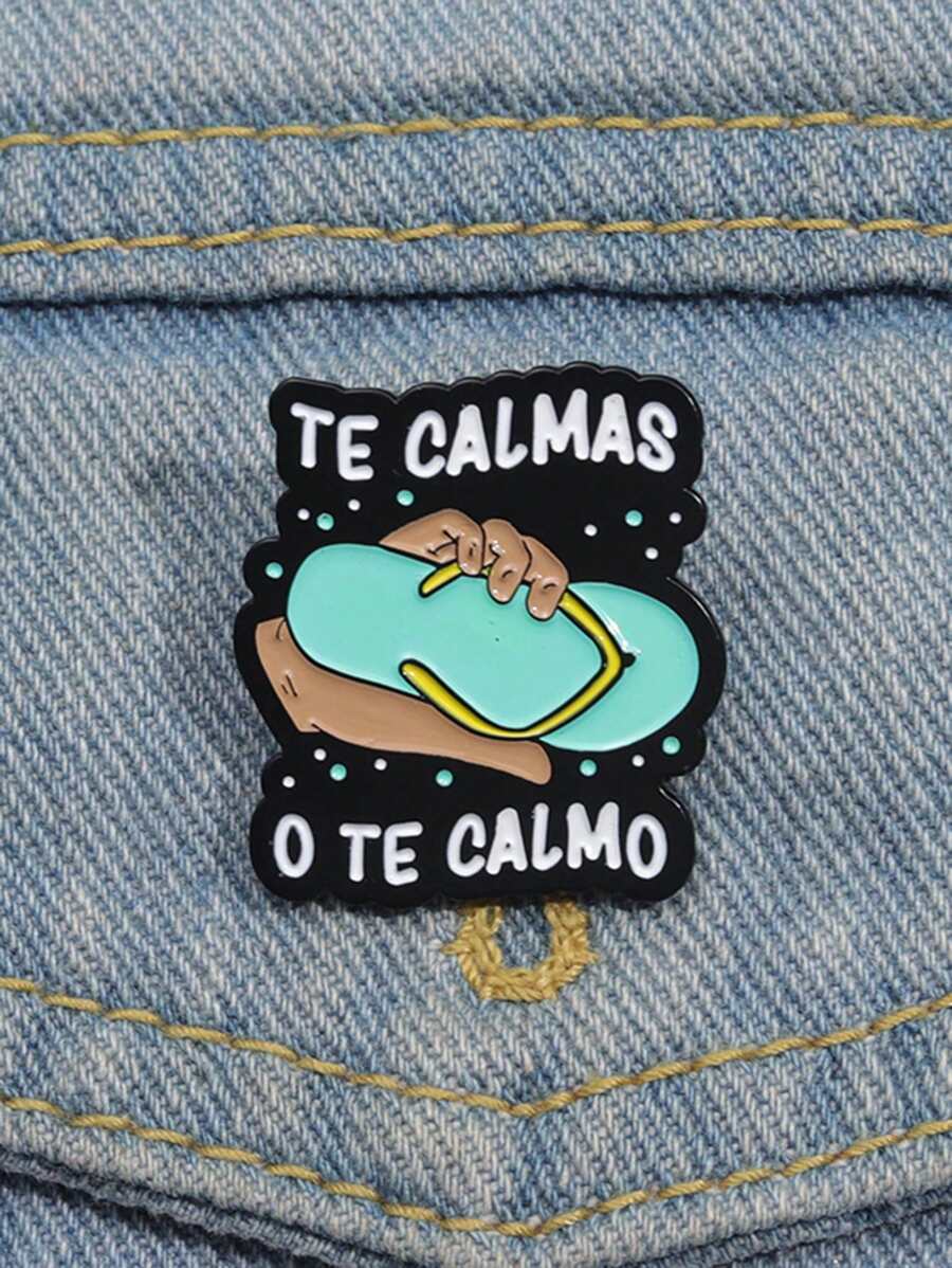 QIHOO 1 pieza Insignia de bolso con collar de esmalte "TE CALMAS O TE CALMO" , regalo de joyería para amigos - Multicolor - Ver 1