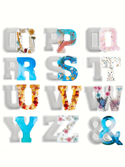 7inch Large Letter Mold For Resin, 26 Capital Letter Alphabet Epoxy Molds, A-Z Thick Resin Letter Molds For Making Letters, DIY Crystal Silicone Mold, 3D DIY Crystal Word Sign Mold For Party Home Decor