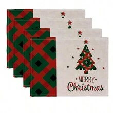 1/4 miếng lót đĩa họa tiết bông tuyết Let It Snow, miếng lót bàn bếp bằng vải lanh, đồ dùng nhà bếp, đồ trang trí tiệc cưới - Nhiều màu - Xem 14