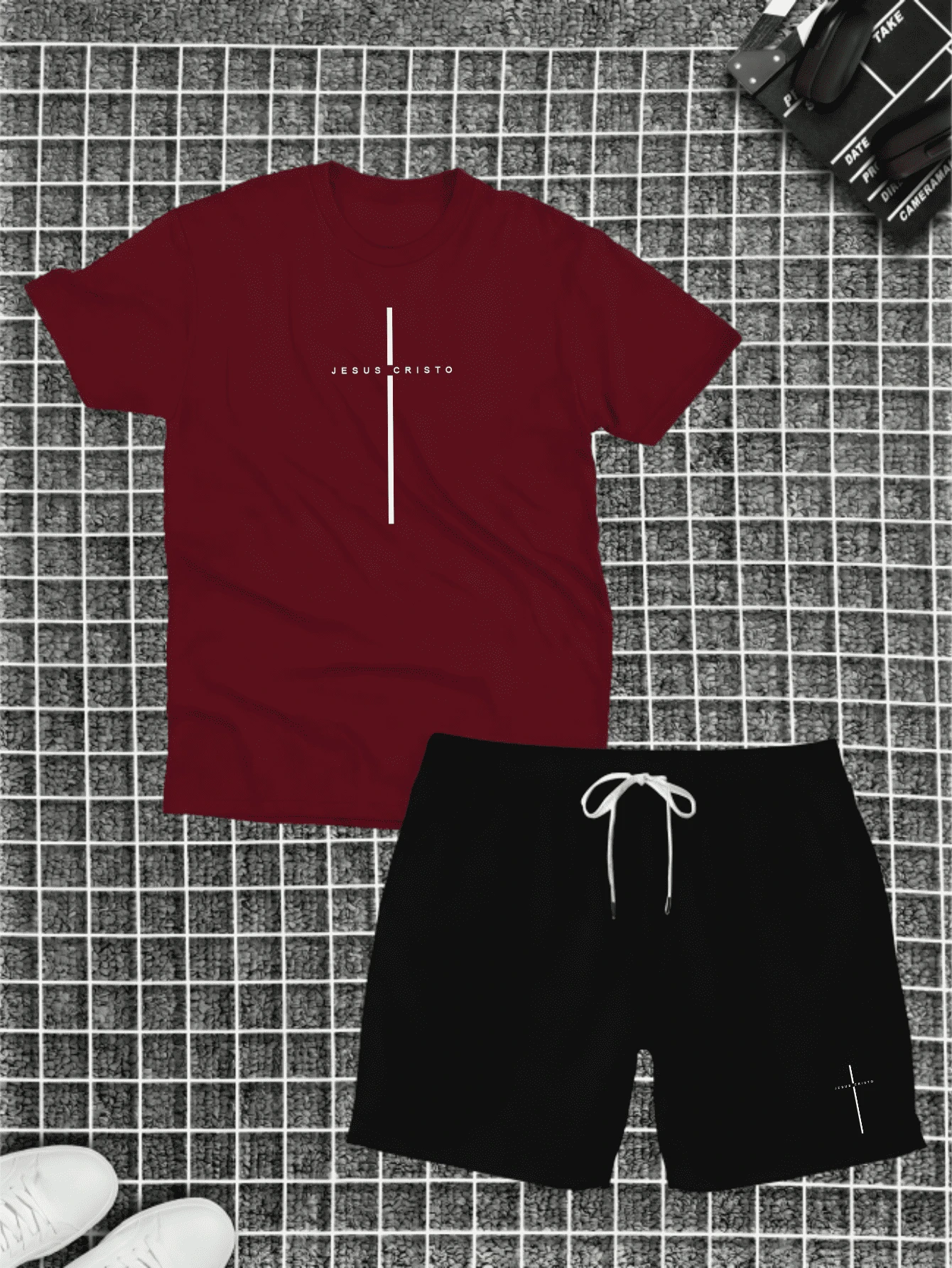 Cotton T-Shirt + Short Tectel Jesus Christ Summer Combo Kit - 紫紅色 - 查看 1