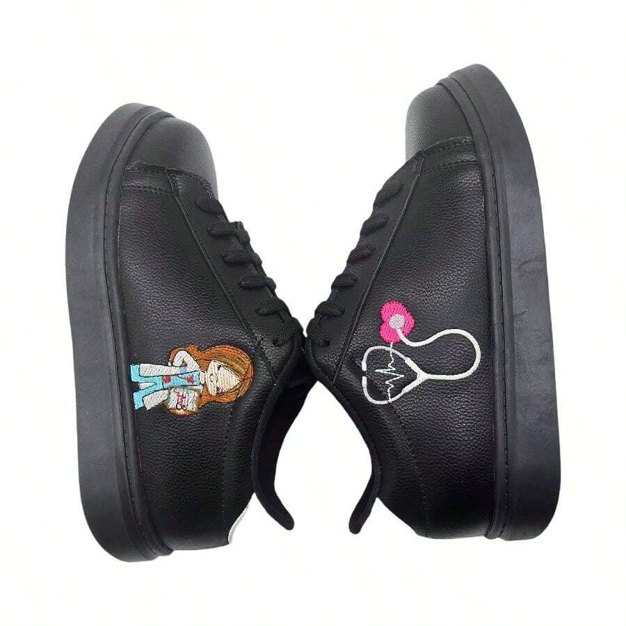 Doctor Stethoscope Embroidered Sneakers - 黑色 - 查看 1