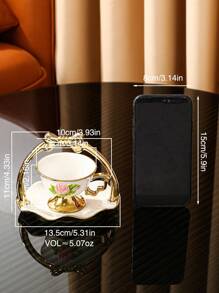 1 套陶瓷咖啡杯和碟，适用于家庭、厨房、餐厅、客厅，用于盛放茶、咖啡、牛奶、果汁，适用于户外、婚礼、派对、礼物、生日