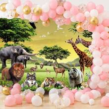 1 件热带丛林动物摄影背景，夏季热带沙漠非洲森林景观派对照片背景，生日派对桌面装饰横幅，照片道具，派对装饰，生日横幅，家居装饰，房间装饰 - 彩色 - 查看 2