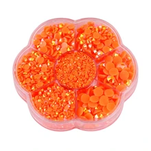 5000 件/盒，2 毫米 3 毫米 4 毫米 5 毫米 6 毫米，5 种尺寸，果冻糖，透明 AB 水晶珠，花形盒包装，圆形平底水钻多色水晶宝石非热熔 DMC 珠宝珠，玻璃石钻石 3D 图案设计配件闪光美甲贴花装饰用于衣服、包、鞋、杯子、手机壳、手工艺品、DIY 装饰。