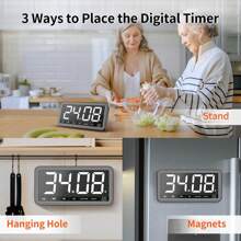 Digital Timer With 7.8" Extra Large Display, Magnetic LED, With 3 Brightness, 4 Alarms And 3 Volume Levels, Battery Powered Countdown Count Up Timer For Cooking, Classroom, Home Gym - Space Grey - View 6