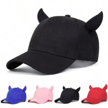 1 pieza Gorra de béisbol ajustable con cuernos de toro de dibujos animados para hombres, sombrero de disfraz para exterior, viaje, fiesta de playa, primavera/otoño - Multicolor - Ver 9