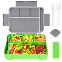 1 件学生分隔密封水果盒沙拉盒工作微波炉加热便当盒带餐具午餐盒用品圣诞礼物 - 彩色 - 查看 9