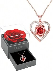 玫瑰花香皂礼品套装，心形玫瑰花瓣，白色、红色和紫色水晶，简约项链吊坠，适合女性，适合送给妈妈、妻子、夫妇、女儿、侄女、女朋友、最好的朋友、室友、亲戚、自己。适合圣诞节、情人节、周年纪念日、母亲节、毕业典礼、生日、婚礼圣诞礼物 - 愛心項鍊 - 查看 10