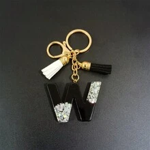 1 件 A-Z 字母休闲可爱黑色钥匙扣吊坠，夏季、秋季、春季、节日、生日、背包配件的优雅礼物