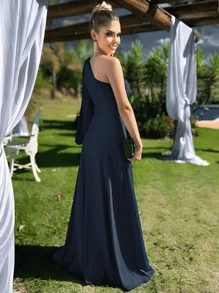 Long Bridesmaid Party Dress Bridesmaid Guest Light Summer - Black - View 4