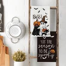 1set Halloween Pumpkin & Skull Pattern Napkins & Kitchen Towels Halloween Party - Multicolor - View 9