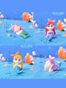 8/4pcs Cute Mermaid Family Aquarium Decor Accessories, PVC Plastic Mermaid  Figurines For Fish Tank Landscaping - Multicolor - View 7