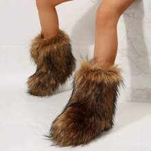 Stylish Personalized Winter Boots For Women - Cute Spicy Girl Boots With Warmth And Comfort - Mid-Length Snow Boots Faux Fur Boots Women Shoes - 咖啡棕 - 查看 6