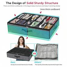 2 Pack Sturdy Under Bed Shoe Storage Organizers, Fit Total 24 Pairs, Large Underbed Closet Shoes Box Container Bag With Clear Cover, Breathable, 29.3x23.6x5.9 Inches(Except For Men's Sports Shoes)