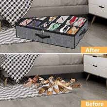 2 Pack Sturdy Under Bed Shoe Storage Organizers, Fit Total 24 Pairs, Large Underbed Closet Shoes Box Container Bag With Clear Cover, Breathable, 29.3x23.6x5.9 Inches(Except For Men's Sports Shoes)