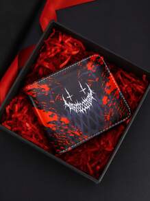 1 محفظة رجالية للأعمال والوقت الحر - جلد PU أسود أنيق، تصميم مطبوع يبرز الشخصية، تصميم عملي محفظة هدية. سعة كبيرة مع فتحات متعددة للبطاقات، طراز كاجوال للأعمال، هدية عيد ميلاد، هدية تخرج، هدية عيد الأب