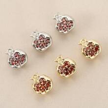 3 件 DIY 石榴石铜镶嵌红色锆石镀 18K 金银首饰吊坠饰品