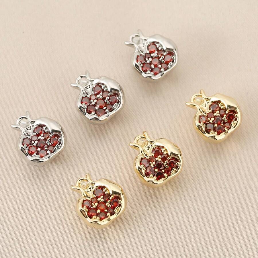 3 件 DIY 石榴石铜镶嵌红色锆石镀 18K 金银首饰吊坠饰品