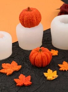 Khuôn silicon làm đế nến hình quả bí ngô, khuôn silicon hình lá phong, khuôn silicon hình quả bí ngô 3D để đúc nhựa Epoxy làm quà tặng nghệ thuật tự làm cho ngày lễ Tạ ơn trang trí nhà cửa - trắng - Xem 2