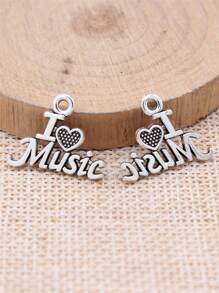 20pcs/Bag 20x16mm Creative I Love Music Charms Charm Fashion Necklace Bracelet Earrings Keychain Bag Clothing Pendant DIY Jewelry Making Hand Craft