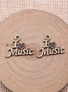 20pcs/Bag 20x16mm Creative I Love Music Charms Charm Fashion Necklace Bracelet Earrings Keychain Bag Clothing Pendant DIY Jewelry Making Hand Craft
