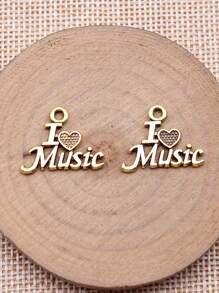 20pcs/Bag 20x16mm Creative I Love Music Charms Charm Fashion Necklace Bracelet Earrings Keychain Bag Clothing Pendant DIY Jewelry Making Hand Craft