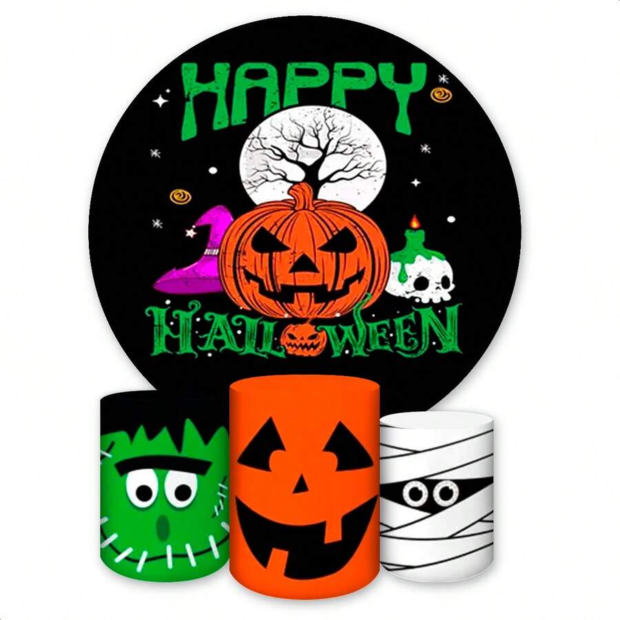 Decorative Cover Kit Round Panel + Trio Cylinder Covers Party And Birthday Decoration Various Themes Adult Children Halloween Haunted Fancy Dress Party - Bộ hoàn chỉnh 1782 - Xem 1