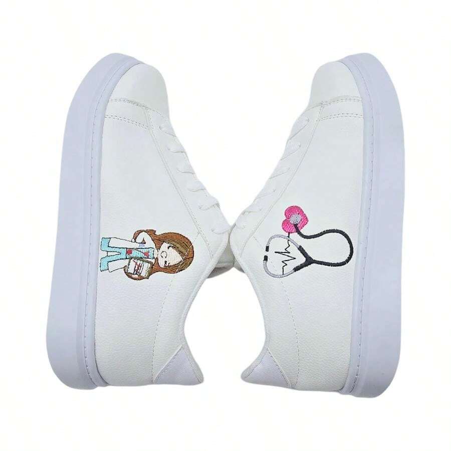 Tenis Bordados de Doctora estetoscopio - Blanco - Ver 1